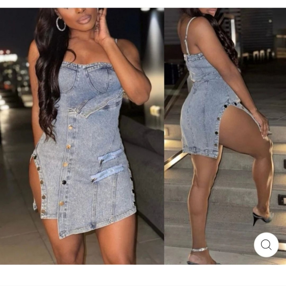 Denim Button-Up DRESS - Picture 3 of 5